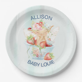 Baby Boy Fairy in Blue Teacup Baby Dusche Pappteller