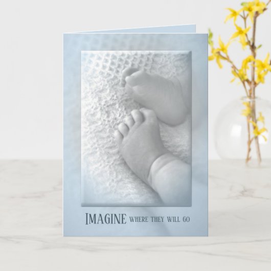 Baby Boy Feet auf Blanket Karte (Gelbe Blume)