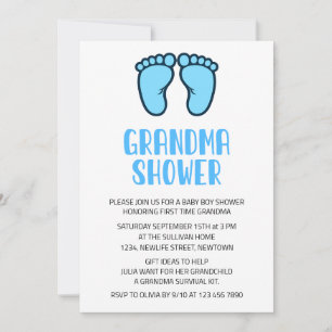 Baby Boy Feet erste Grandma Baby Dusche Einladung