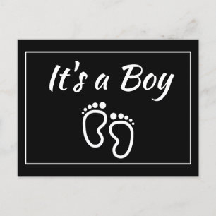 Baby Boy Feet Moderne Minimale Geburtstyppografie Ankündigungspostkarte