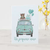 Baby Boy Fiat 500 Spanische Glückwünsche Karte (Gelbe Blume)