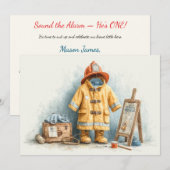 Baby Boy Firefighter 1. Geburtstag Einladung (Vorne/Hinten)