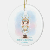 Baby Boy First Christmas Blue Nutcracker Photo Keramik Ornament (Links)