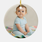 Baby Boy First Christmas Blue Nutcracker Photo Keramik Ornament (Hinten)