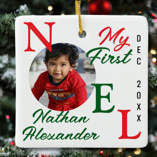 Baby Boy First Christmas Colorful 1. Weihnachten F Keramikornament