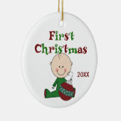 Baby Boy First Christmas Dated Ornament (Rechts)