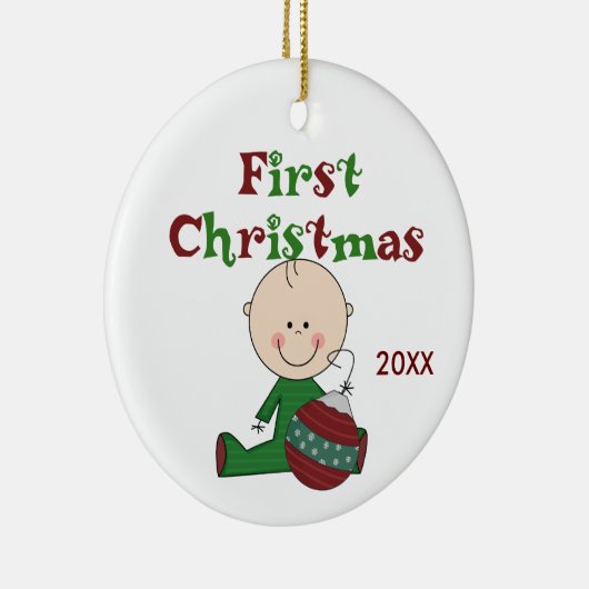 Baby Boy First Christmas Dated Ornament (Rechts)