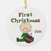 Baby Boy First Christmas Dated Ornament (Vorne)