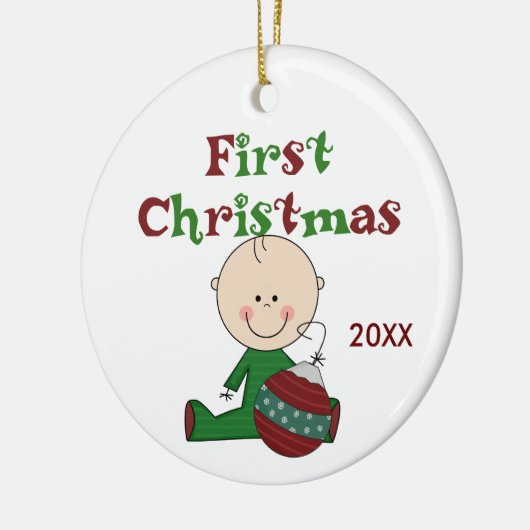 Baby Boy First Christmas Dated Ornament (Links)