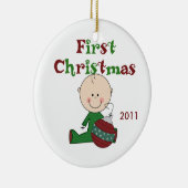 Baby Boy First Christmas Dated Ornament (Rechts)