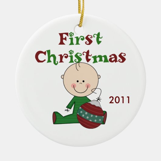 Baby Boy First Christmas Dated Ornament (Vorne)