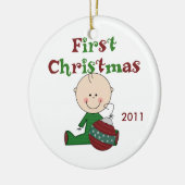 Baby Boy First Christmas Dated Ornament (Links)