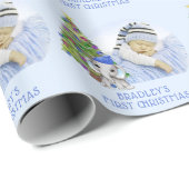 Baby Boy First Christmas Foto Niedlich Elephant Geschenkpapier (Rolleneckpunkt)