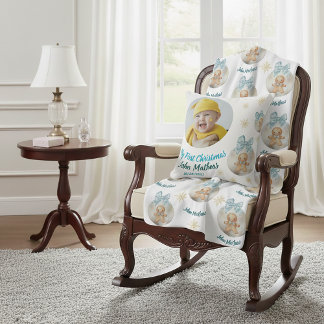 Baby boy First Christmas Gingerbread Photo & Name Kissen
