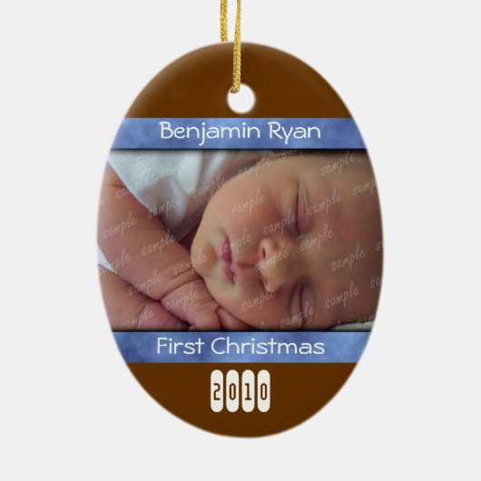 Baby Boy First Christmas Personalisierte Ornament (Hinten)