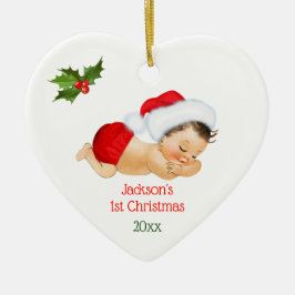Baby Boy First Christmas Red Weihnachtsmannmütze Keramik Ornament
