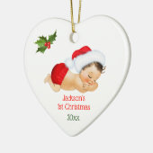 Baby Boy First Christmas Red Weihnachtsmannmütze Keramik Ornament (Links)