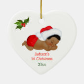 Baby Boy First Christmas Red Weihnachtsmannmütze Keramik Ornament (Hinten)
