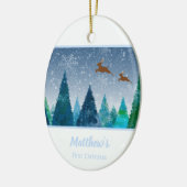 Baby Boy First Christmas Snowflake Foto Keramik Ornament (Links)