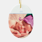 Baby Boy First Christmas Snowflake Foto Keramik Ornament (Hinten)