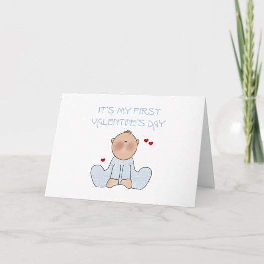 Baby Boy First Valentine's Day Feiertagskarte (Vorderseite)