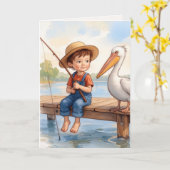Baby Boy Fishing Karte (Gelbe Blume)
