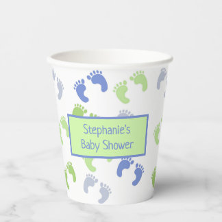 Baby Boy Foot Prints Baby Dusche Pappbecher