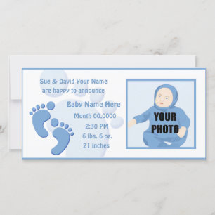 Baby Boy Footprint Feet Geburtstag Foto Ankündigun Ankündigung