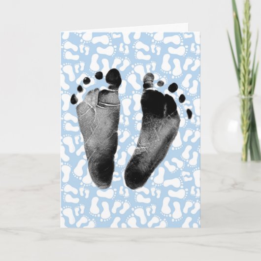 Baby Boy Footprint Glückwünsche Karte (Vorderseite)