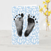 Baby Boy Footprint Glückwünsche Karte (Gelbe Blume)