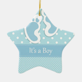 Baby Boy Footprints Adorable Keramikornament
