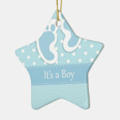 Baby Boy Footprints Adorable Keramikornament (Links)