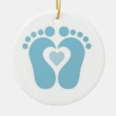 BABY BOY FOOTPRINTS CHRISTMAS ORNANATION KERAMIK ORNAMENT (Vorne)