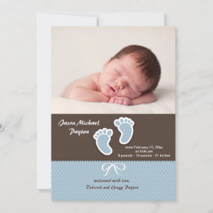 Baby Boy Footprints Foto Birth Ankündigung