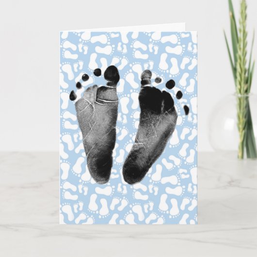 Baby Boy Footprints Karte (Vorderseite)