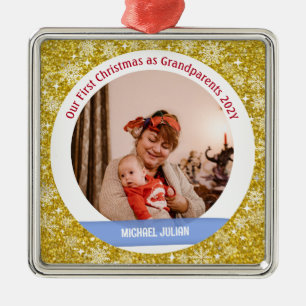 Baby Boy Foto 1. Weihnachtsgroßeltern Golden Ornament Aus Metall