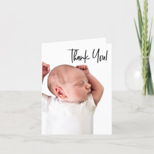 Baby Boy Foto Babydusche Vertikale Handschrift Dankeskarte