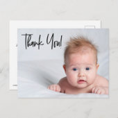 Baby Boy Foto Babydusche vielen Dank Script Postkarte (Vorne/Hinten)