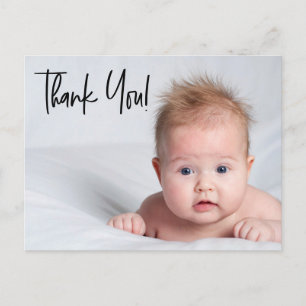 Baby Boy Foto Babydusche vielen Dank Script Postkarte