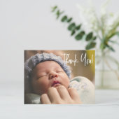 Baby Boy Foto Begrüßung Babydusche danke Postkarte (Stehend Vorderseite)