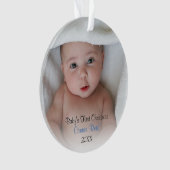 Baby Boy Foto Blue Babys Erste Weihnachten Ornament (Vorderseite)