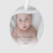 Baby Boy Foto Blue Babys Erste Weihnachten Ornament (Vorderseite)