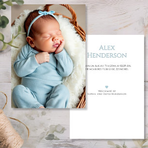 Baby Boy Foto Blue Birth Announcement Card Ankündigung