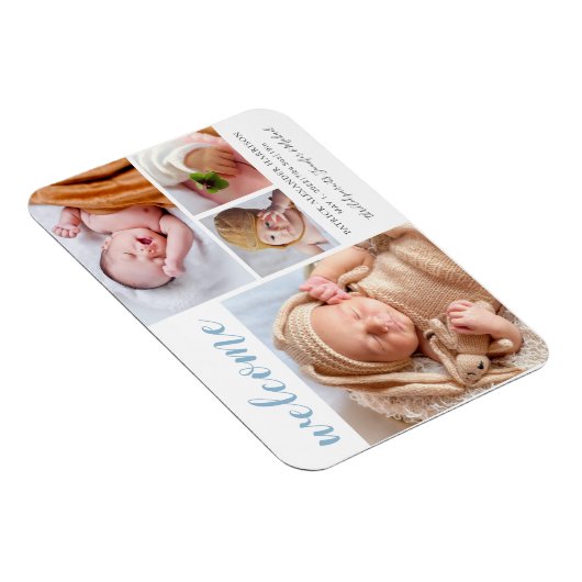 Baby Boy Foto Collage Begrüßung Geburtserklärung Magnet (Rechte Seite)