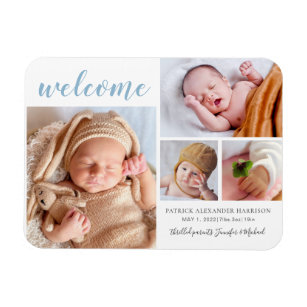 Baby Boy Foto Collage Begrüßung Geburtserklärung Magnet