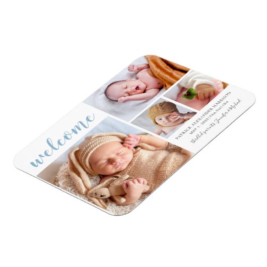 Baby Boy Foto Collage Begrüßung Geburtserklärung Magnet (Linke Seite)