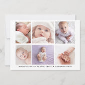 Baby Boy Foto Collage Birth Ankündigung (Rückseite)