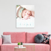 BABY BOY FOTO GEBURTSDATUM fett, blau Leinwanddruck (Insitu (Wohnzimmer))