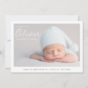 Baby Boy Foto Moderne Name Skript Geburt Ankündigung