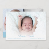 Baby Boy Foto Modernes, elegantes Script Name Birt Ankündigung (Vorne/Hinten)